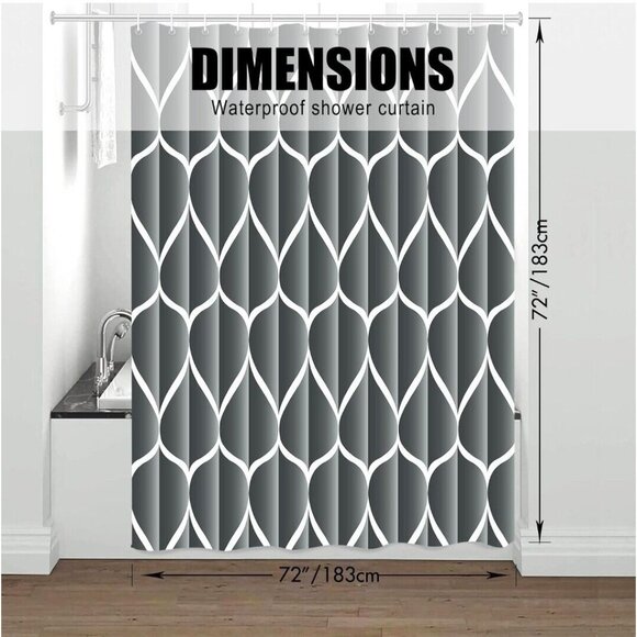 Dark Grey Fabric 72 x 72 Inch Cloth Shower Curtain Waterproof Design and Poly... - Picture 5 of 7